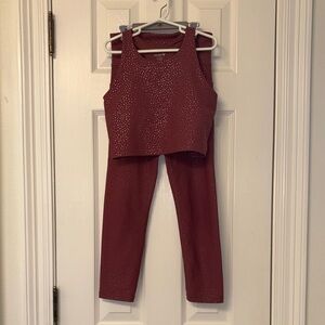 Girls Old Navy Burgundy Sparkle Tank & Legging Set